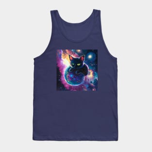 Cosmic Cat Watches Over the Universe Tank Top